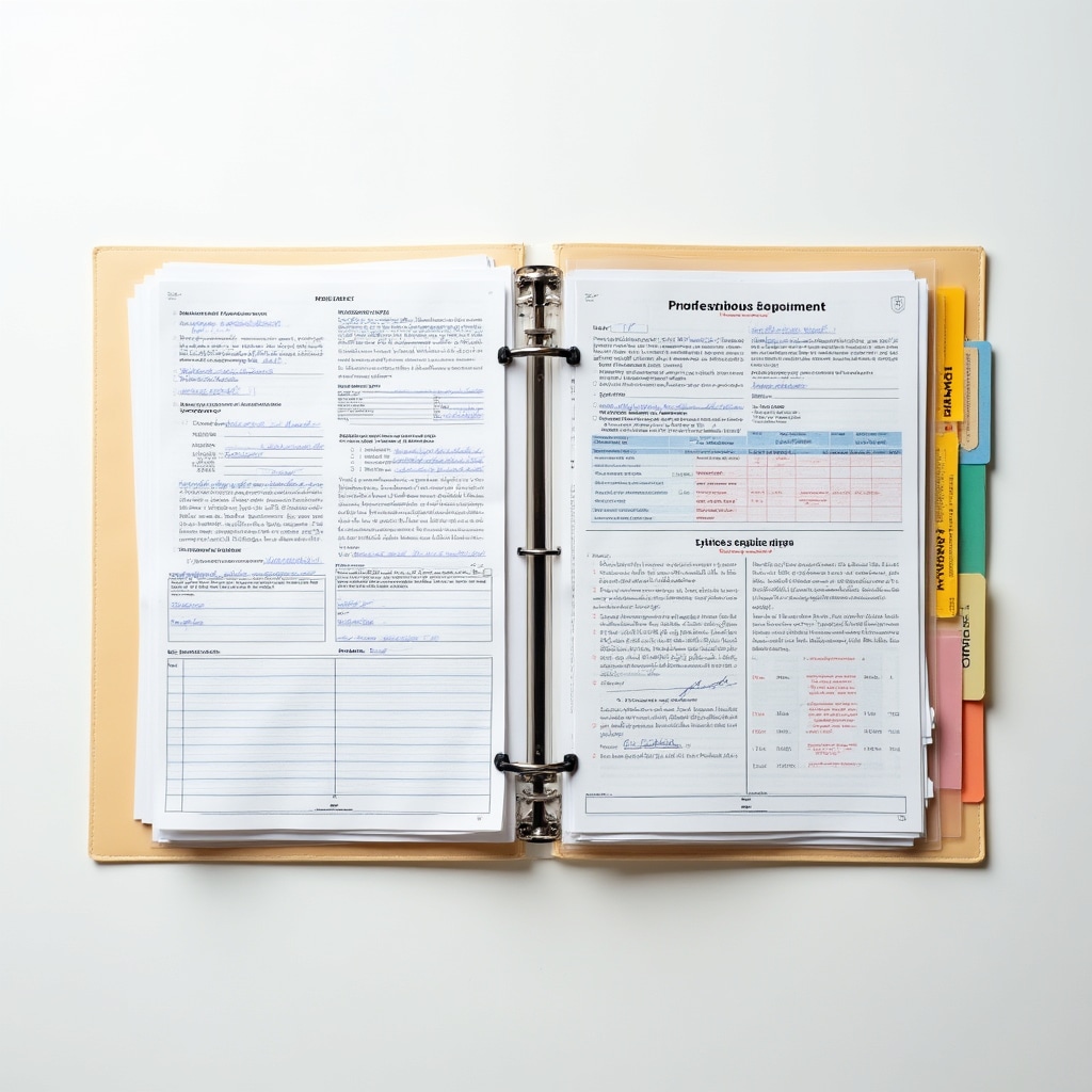 Professional complete application package with all documents organized in clear folders and labeled sections